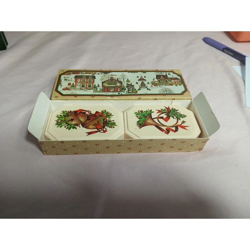 Avon Country Christmas Decal Soaps 3 Ounces Each With Box Vintage 1982